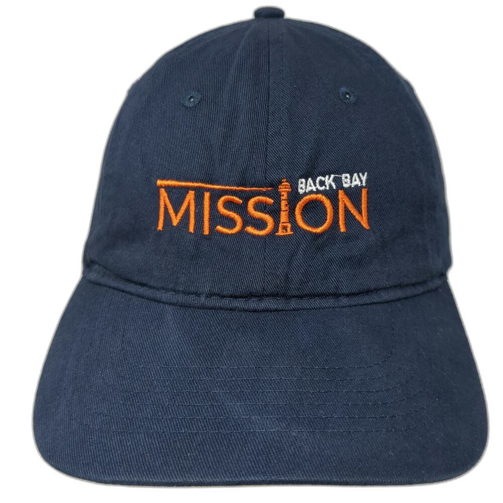 BIG Baseball Cap Blue One Size Strapback Cotton Embroidered Back Bay Mission Hat